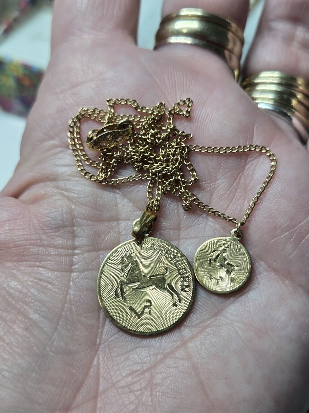 Vintage Gold Filled Capricorn Medallion Necklace - Women Jewelry